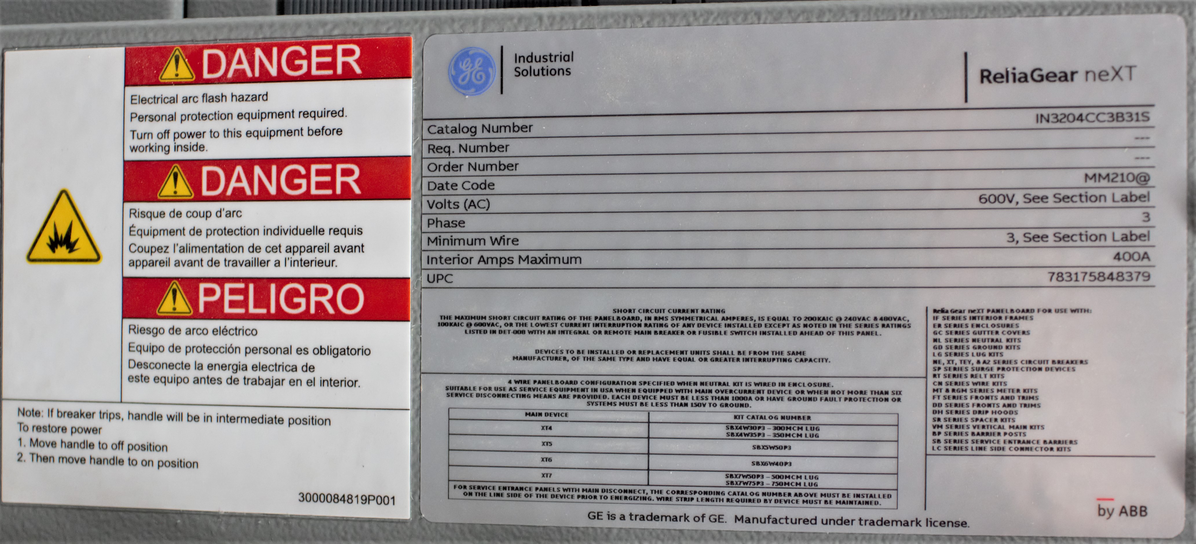 Equipamentos Diversos para Fábricas ABB Group ReliaGear neXT 600V. Sem Uso