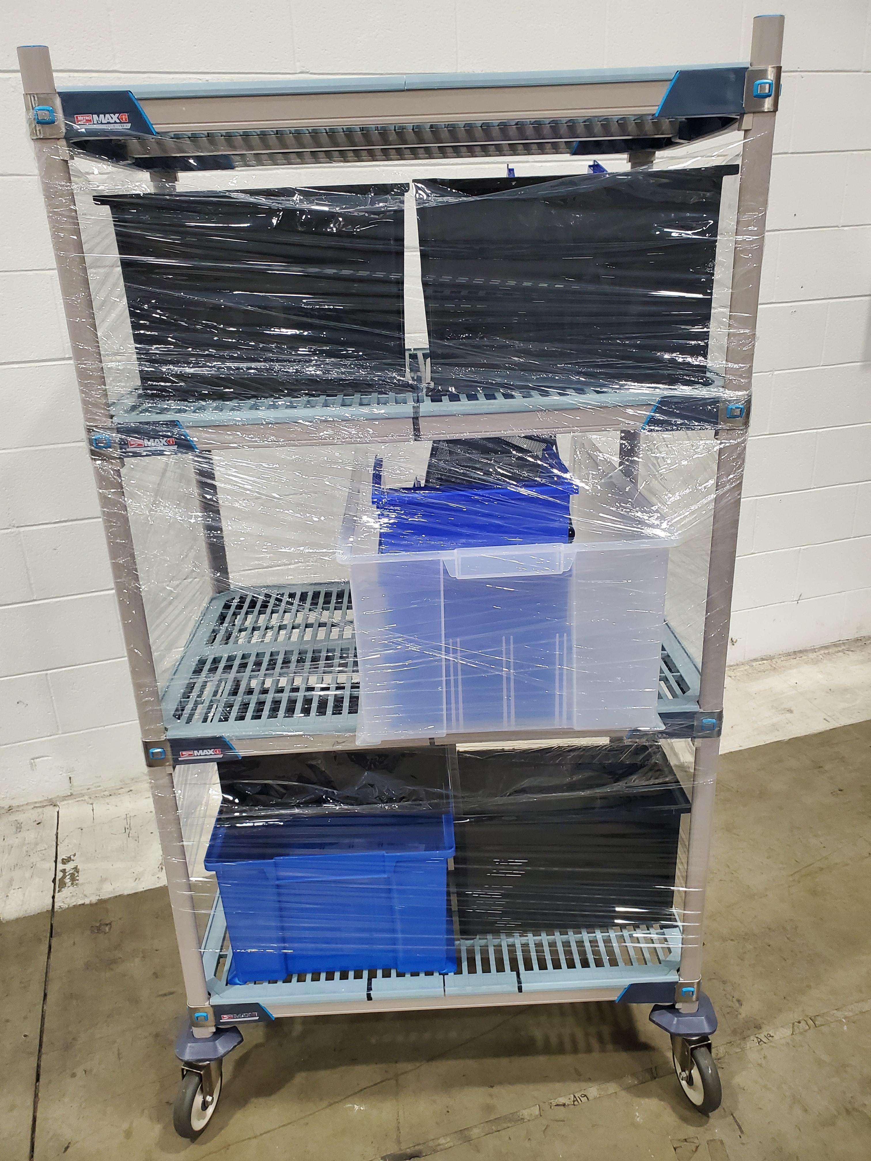 REUZEit - Metro Max Microbial Cart with 3 Shelves and Storage Bins Used