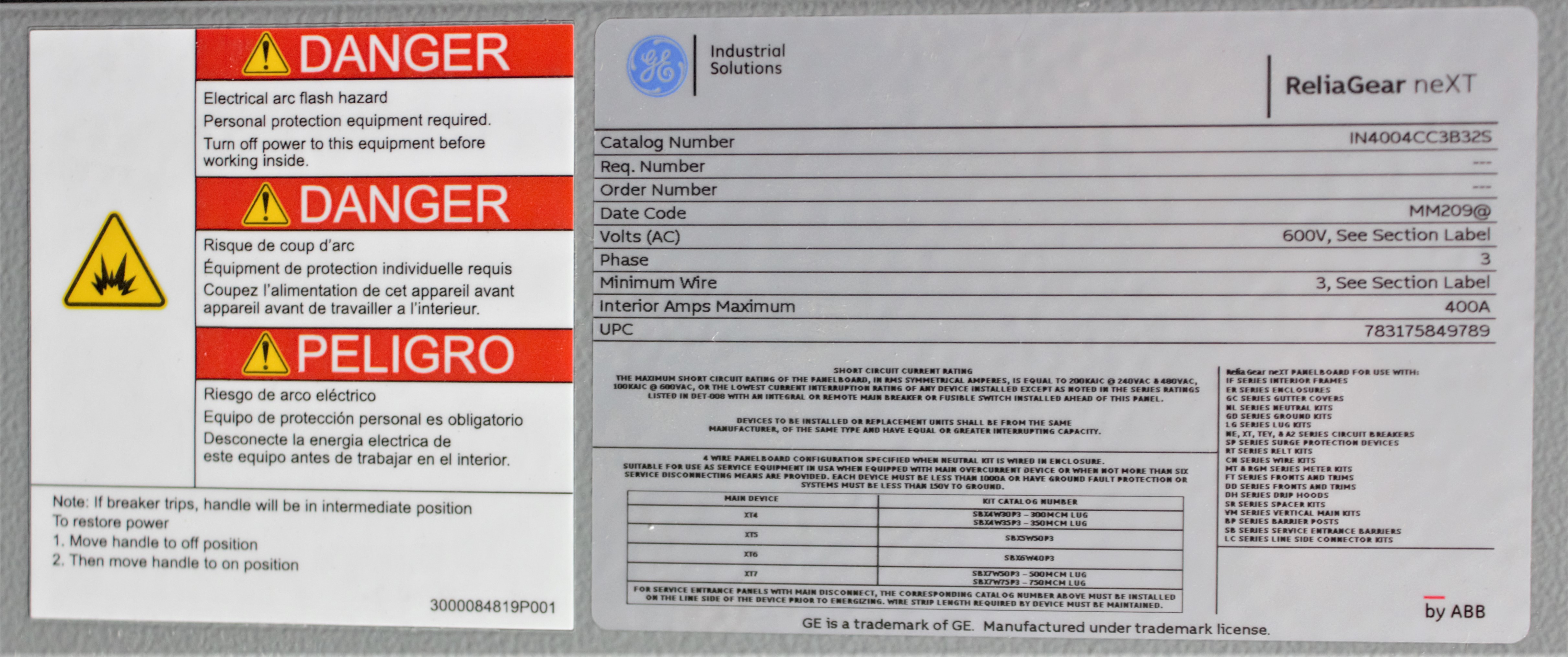 Equipamentos Diversos para Fábricas ABB Group ReliaGear neXT 600V. Sem Uso